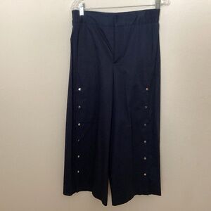 Zara wide leg flared cropped pants with snaps/studs